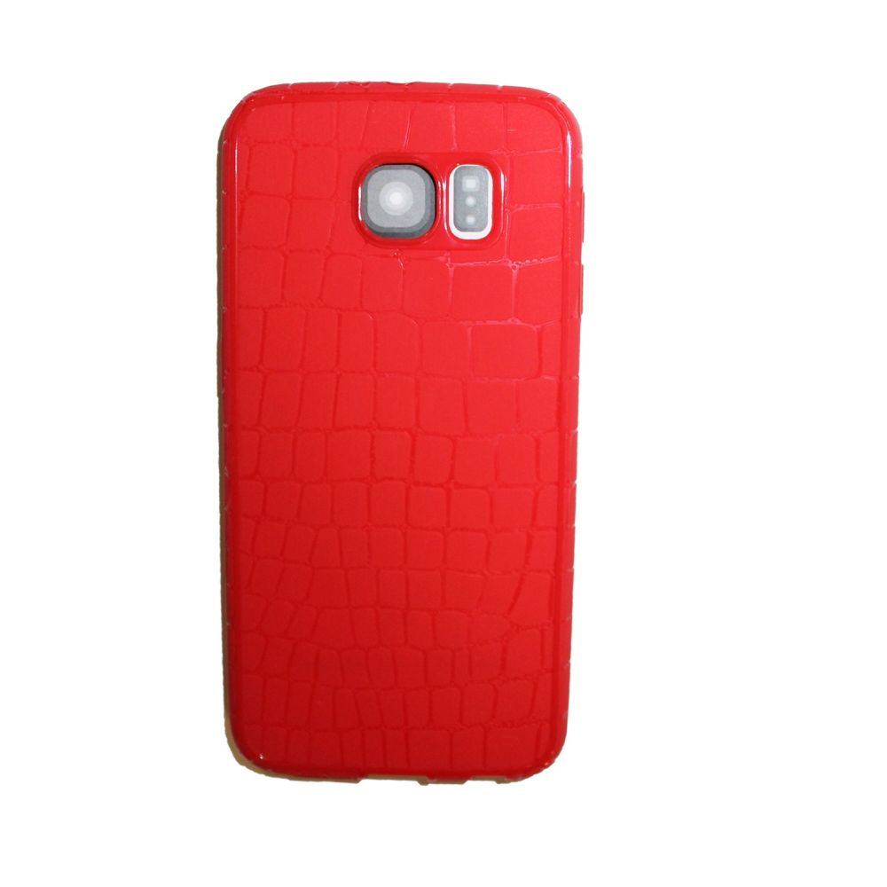 OEM Protector for Samsung S6, With imitation of snakeskin (Croco),Silicone,Red - 51350 